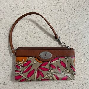 Fossil Women's Floral Wristlet - Pink, Orange, and Brown